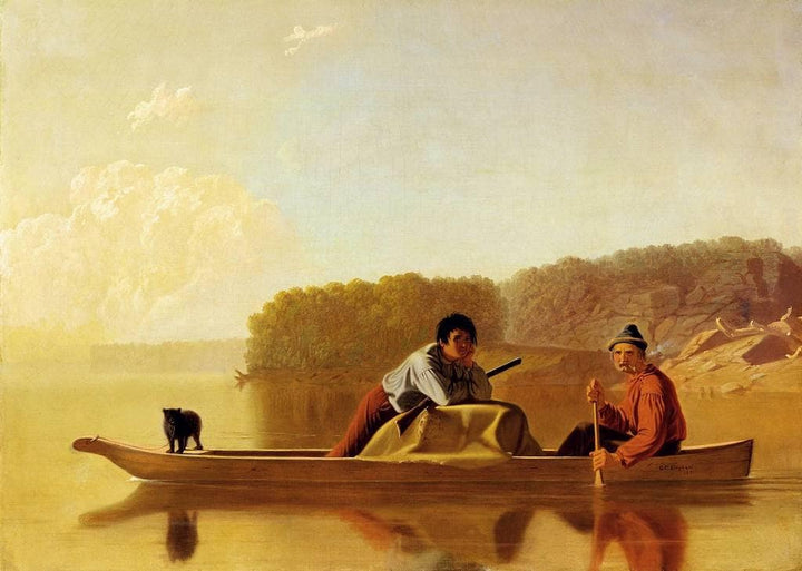 The Trappers' Return by George Caleb Bingham — hand-painted landscape oil painting reproduction on canvas
