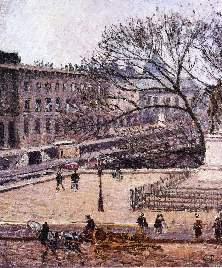 The Treasury and the Academy, Gray Weather by Camille Pissarro — hand-painted architectural oil painting reproduction on canvas