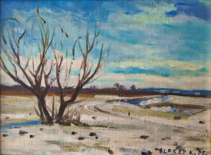 The tree in early spring (The Gaza field in Karlovac) en plein air by Alfred Freddy Krupa — hand-painted botanical oil painting reproduction on canvas