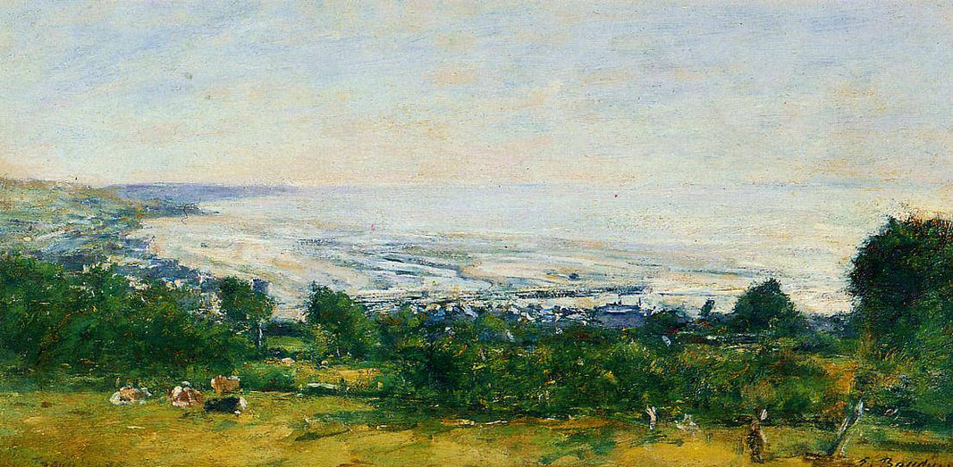 The Trouville Heights by Eugene Boudin, hand-painted botanical oil painting reproduction on canvas