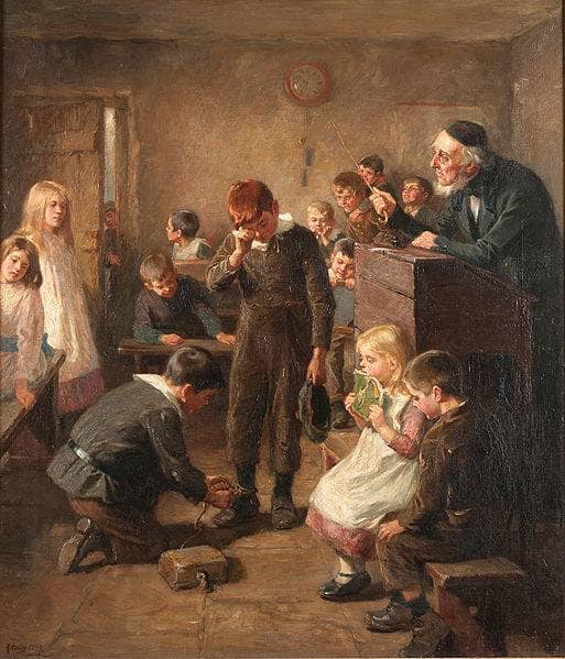 The truant's log by Ralph Hedley — hand-painted portrait oil painting reproduction on canvas