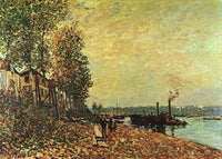 The Tugboat by Alfred Sisley — hand-painted landscape oil painting reproduction on canvas