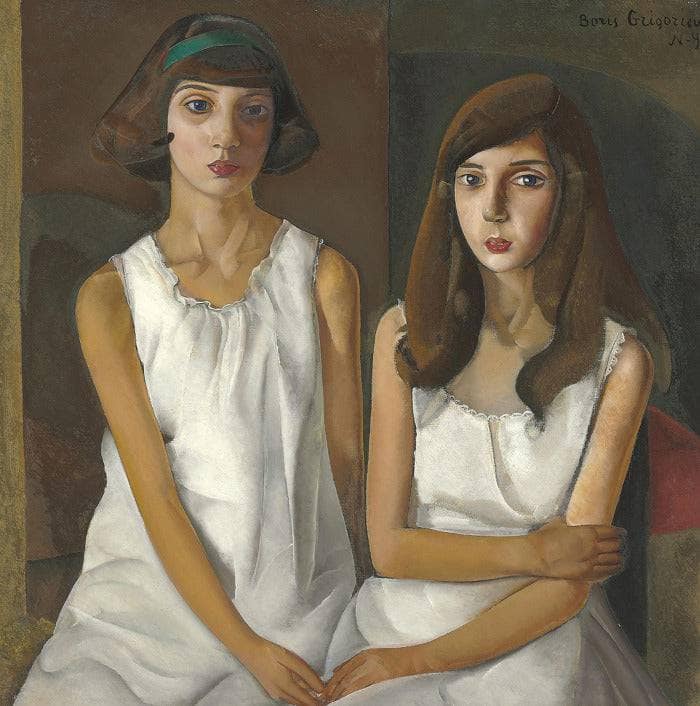 The Twins by Boris Grigoriev — hand-painted portrait oil painting reproduction on canvas