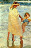 The two sisters by Joaquín Sorolla — beach oil painting wall art, Impressionism