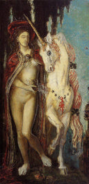 The Unicorn by Gustave Moreau, vintage oil painting wall art, Symbolism