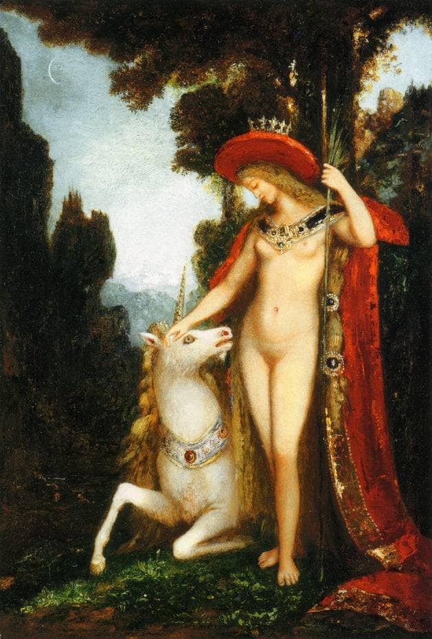 The Unicorne by Gustave Moreau — hand-painted cultural oil painting reproduction on canvas
