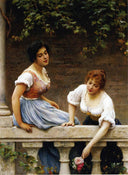 The Unseen Suitor by Eugene de Blaas — flower oil painting wall art, Academicism
