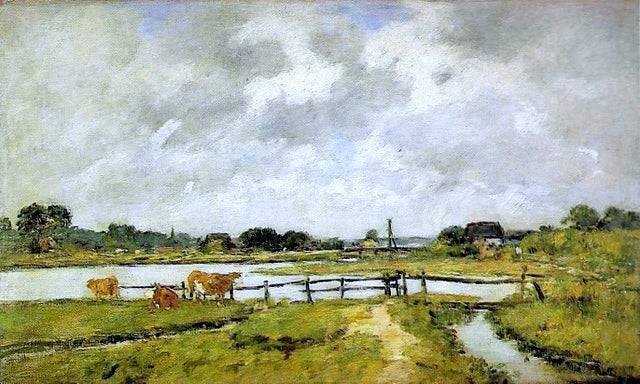 The Valley of the Touques. Cows in the Meadow. - Eugene Boudin