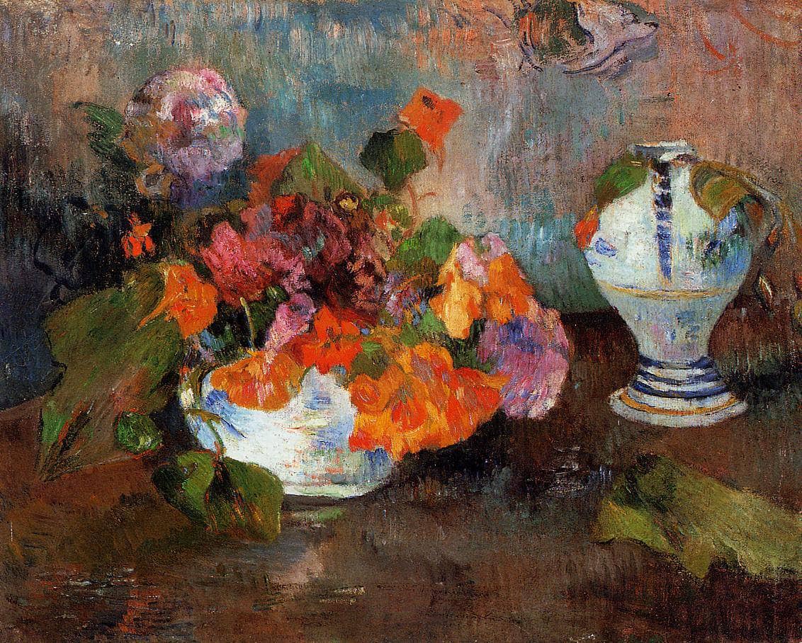 The vase of nasturtiums