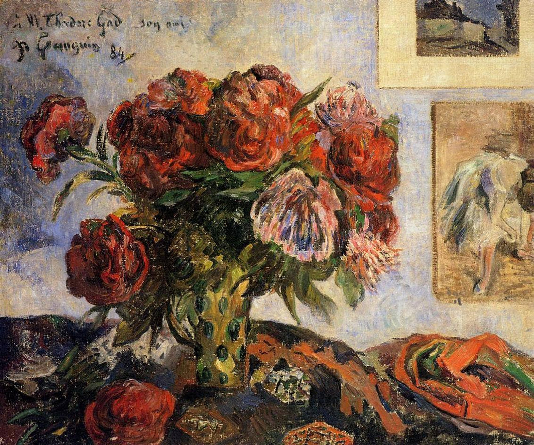 The vase of peonies by Paul Gauguin — hand-painted botanical oil painting reproduction on canvas