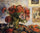 The vase of peonies in kitchen