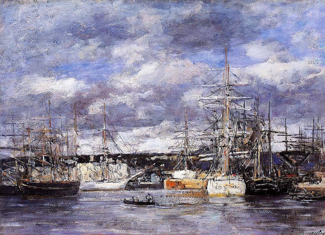 The Vauban Basin at Havre by Eugene Boudin — hand-painted landscape oil painting reproduction on canvas