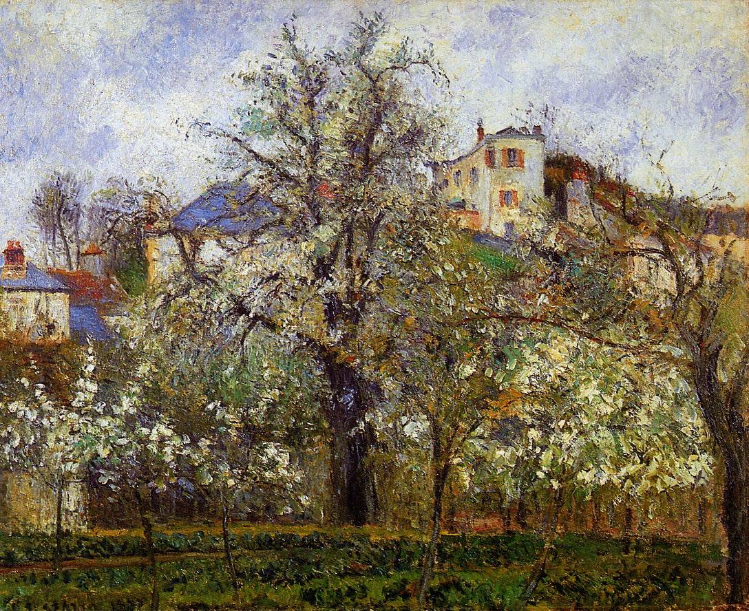 The Vegetable Garden with Trees in Blossom, Spring, Pontoise - Camille Pissarro