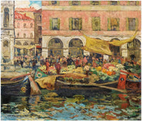 The vegetable market in Venice by Louis Abel-Truchet — hand-painted landscape oil painting reproduction on canvas