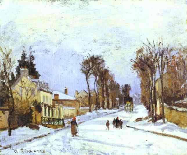 The Versailles Road at Louveciennes by Camille Pissarro — hand-painted landscape oil painting reproduction on canvas