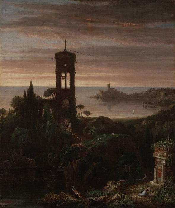 The Vesper Hymn by Thomas Cole — hand-painted architectural oil painting reproduction on canvas