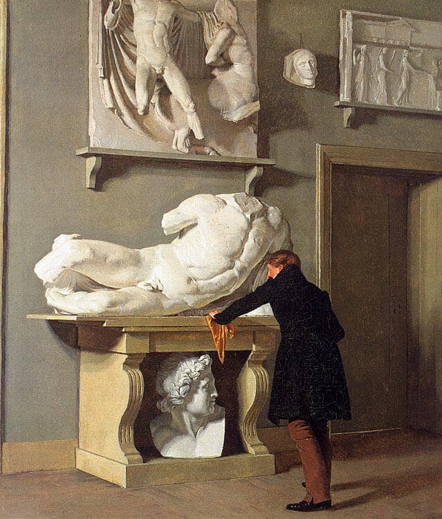 The View of the Plaster Cast Collection at Charlottenborg Palace by Christen Kobke — hand-painted portrait oil painting reproduction on canvas