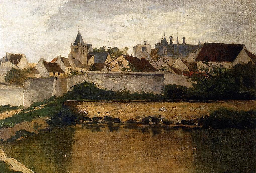 The Village, Auvers sur Oise by Charles-Francois Daubigny — hand-painted architectural oil painting reproduction on canvas