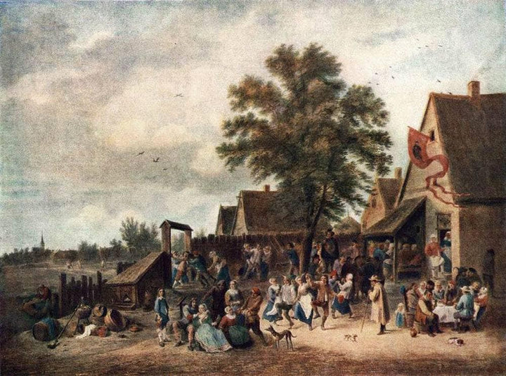 The Village Feast by David Teniers the Younger — hand-painted landscape oil painting reproduction on canvas