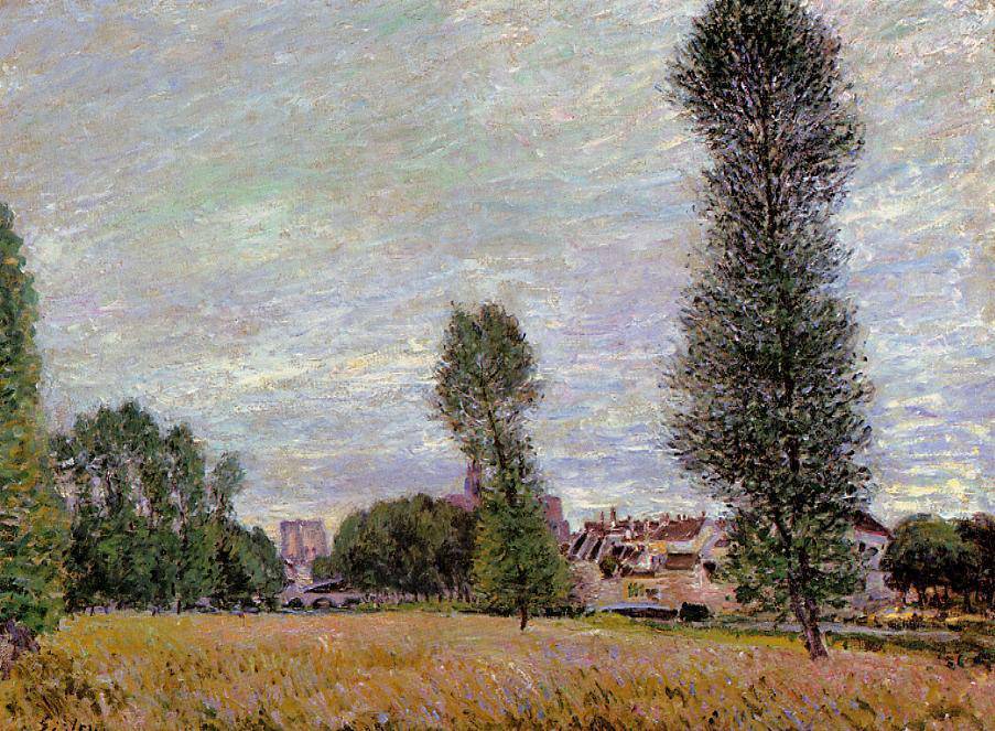 The Village of Moret, Seen from the Fields - Alfred Sisley