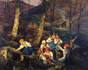 The violets pickers (Early Spring in the Wienerwald) by Ferdinand Georg Waldmüller — group oil painting wall art, Biedermeier