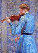 The Violinist by Theo van Rysselberghe — female oil painting wall art, Neo Impressionism