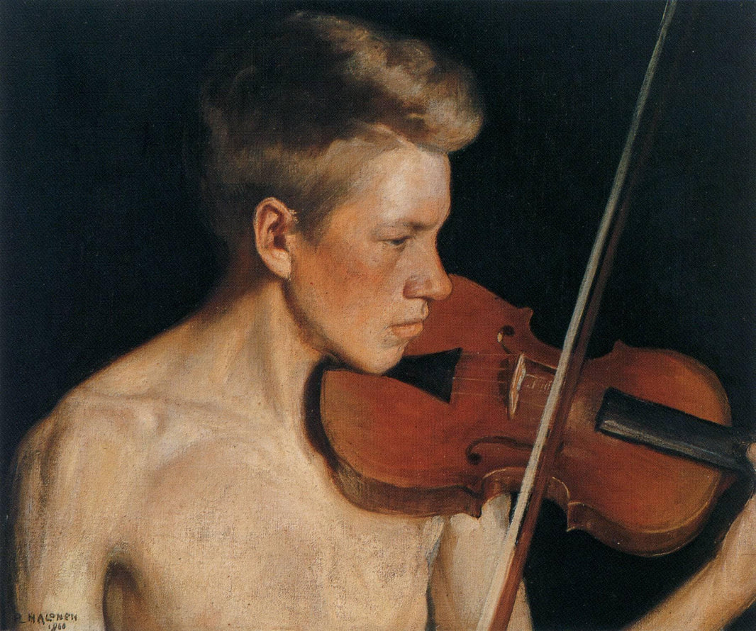 The Violinist by Pekka Halonen — hand-painted portrait oil painting reproduction on canvas
