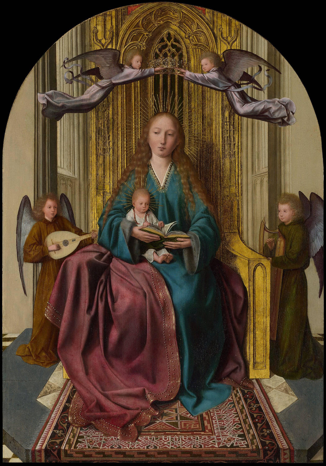 The Virgin and Child Enthroned, with Four Angels by Quentin Matsys — hand-painted cultural oil painting reproduction on canvas