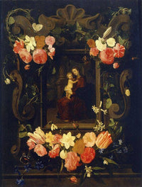 The Virgin and Child in a Garland of Flowers by Daniel Seghers — hand-painted still oil painting reproduction on canvas