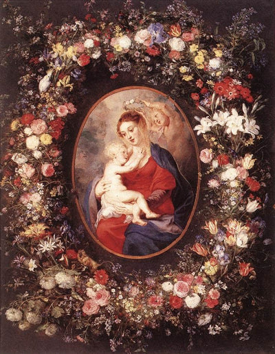 The Virgin and Child in a Garland of Flowers in living room