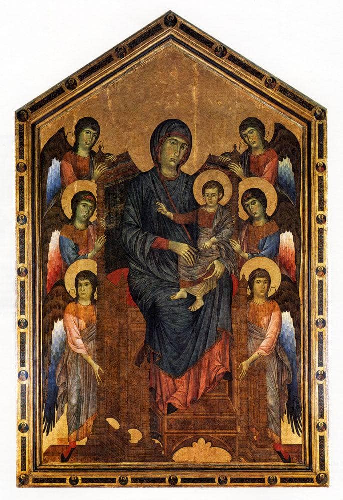 The Virgin and Child in Majesty surrounded by Six Angels by Cimabue — hand-painted cultural oil painting reproduction on canvas