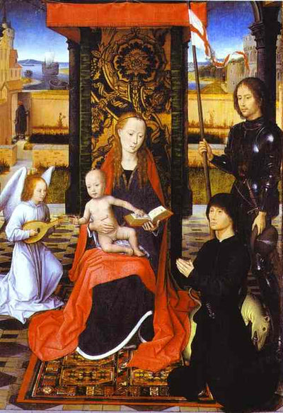 The Virgin and Child with an Angel, St. George and a Donor in entryway