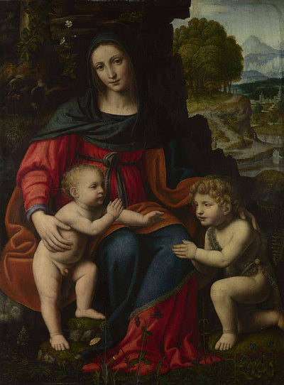 The Virgin and Child with Saint John in modern living room