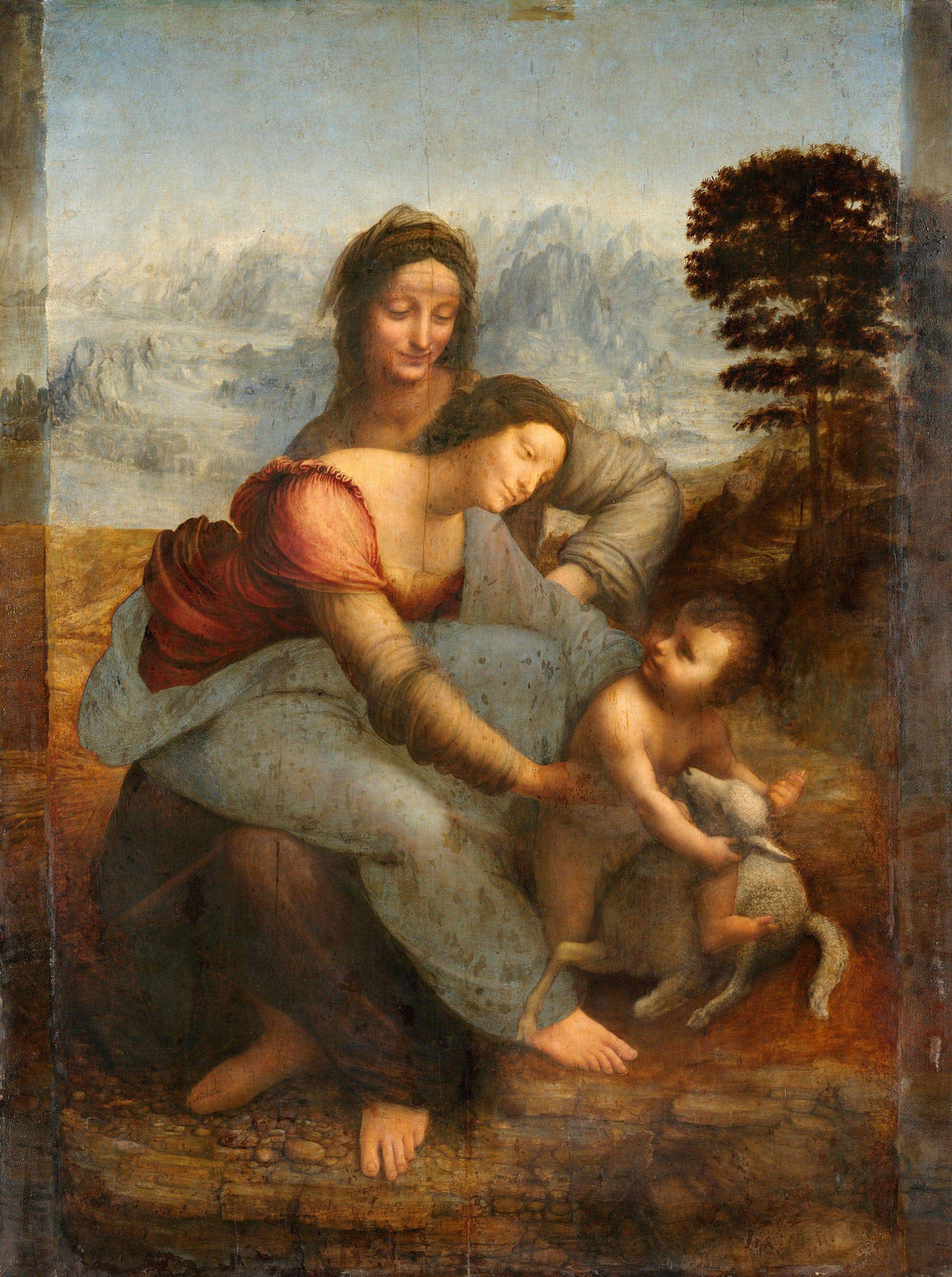 The Virgin and Child with St. Anne by Leonardo da Vinci, hand-painted animal oil painting reproduction on canvas