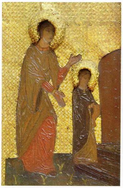 The Virgin Holidays. Introduction of the Virgin in Temple. Saint Anne and young Virgin Mary. - Nicholas Roerich