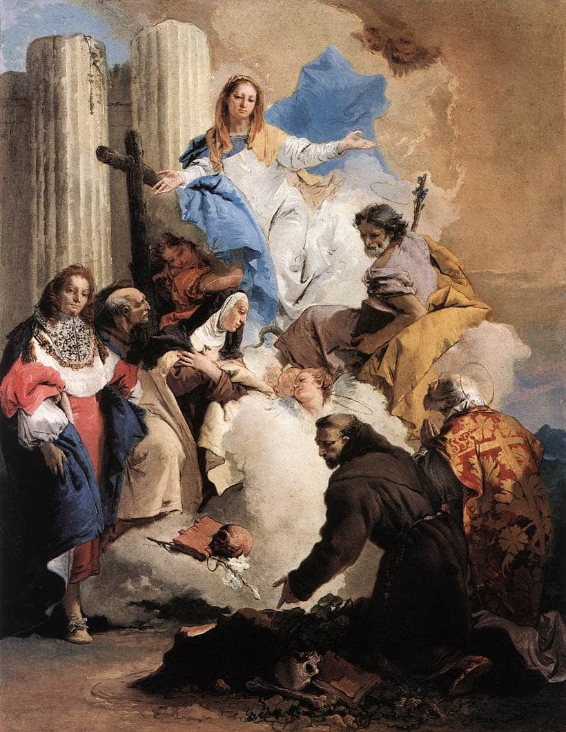 The Virgin with Six Saints by Giovanni Battista Tiepolo — hand-painted cultural oil painting reproduction on canvas