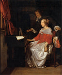 The Virginal Player by Gabriel Metsu — hand-painted portrait oil painting reproduction on canvas