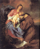 The Vision of St Anthony by Anthony van Dyck — religion oil painting wall art, Baroque