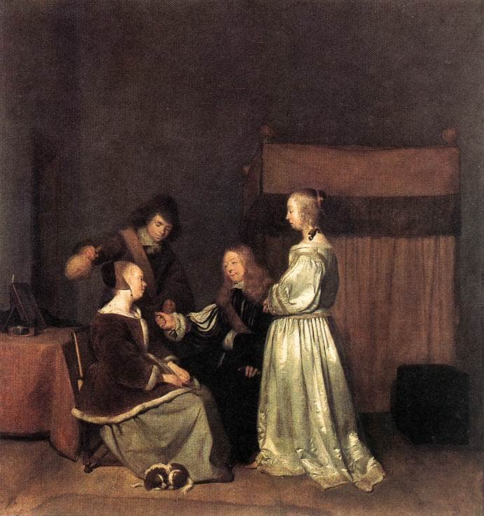 The Visit by Gerard Terborch — hand-painted portrait oil painting reproduction on canvas