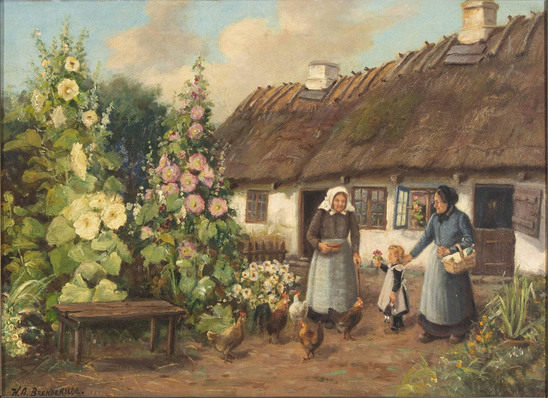 The Visit by Hans Andersen Brendekilde — hand-painted landscape oil painting reproduction on canvas