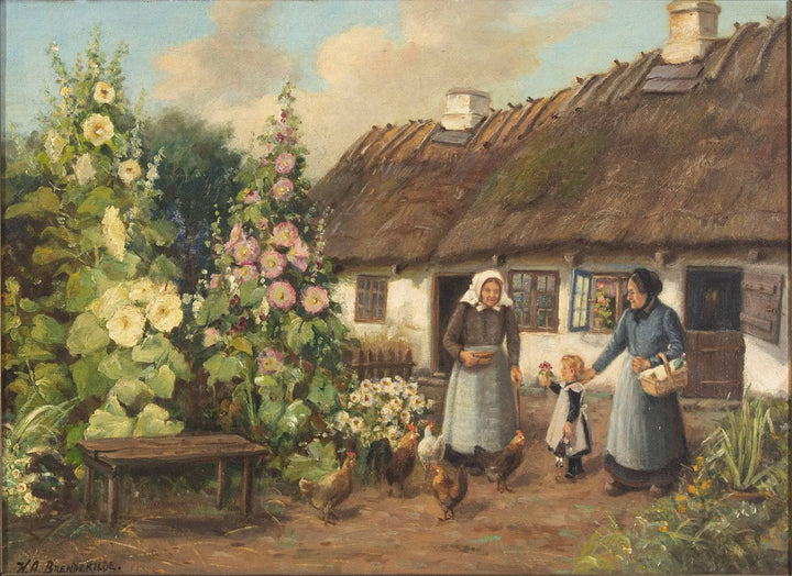 The Visit by Hans Andersen Brendekilde — hand-painted landscape oil painting reproduction on canvas