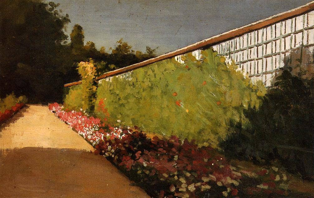 The Wall of the Kitchen Garden, Yerres by Gustave Caillebotte — hand-painted botanical oil painting reproduction on canvas
