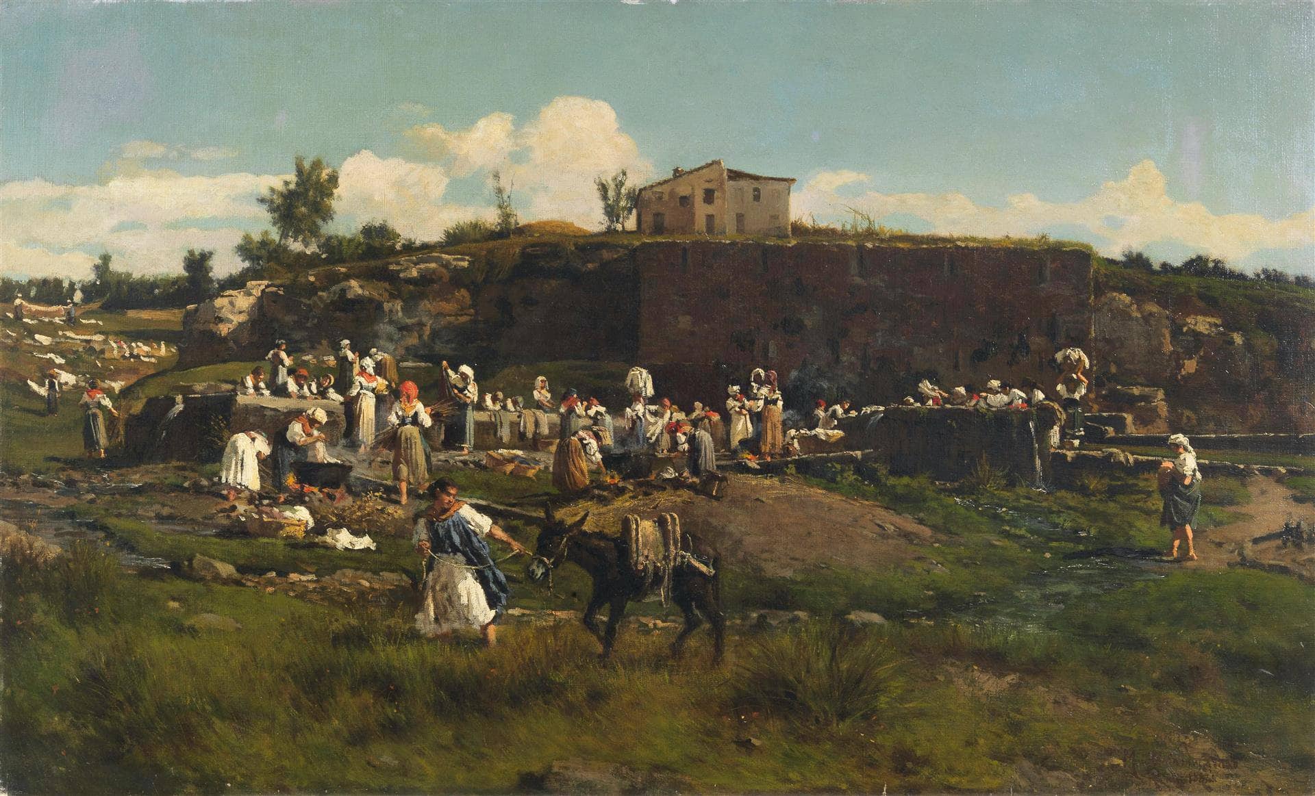 The washerwomen by Michele Cammarano | Oil Painting Reproduction