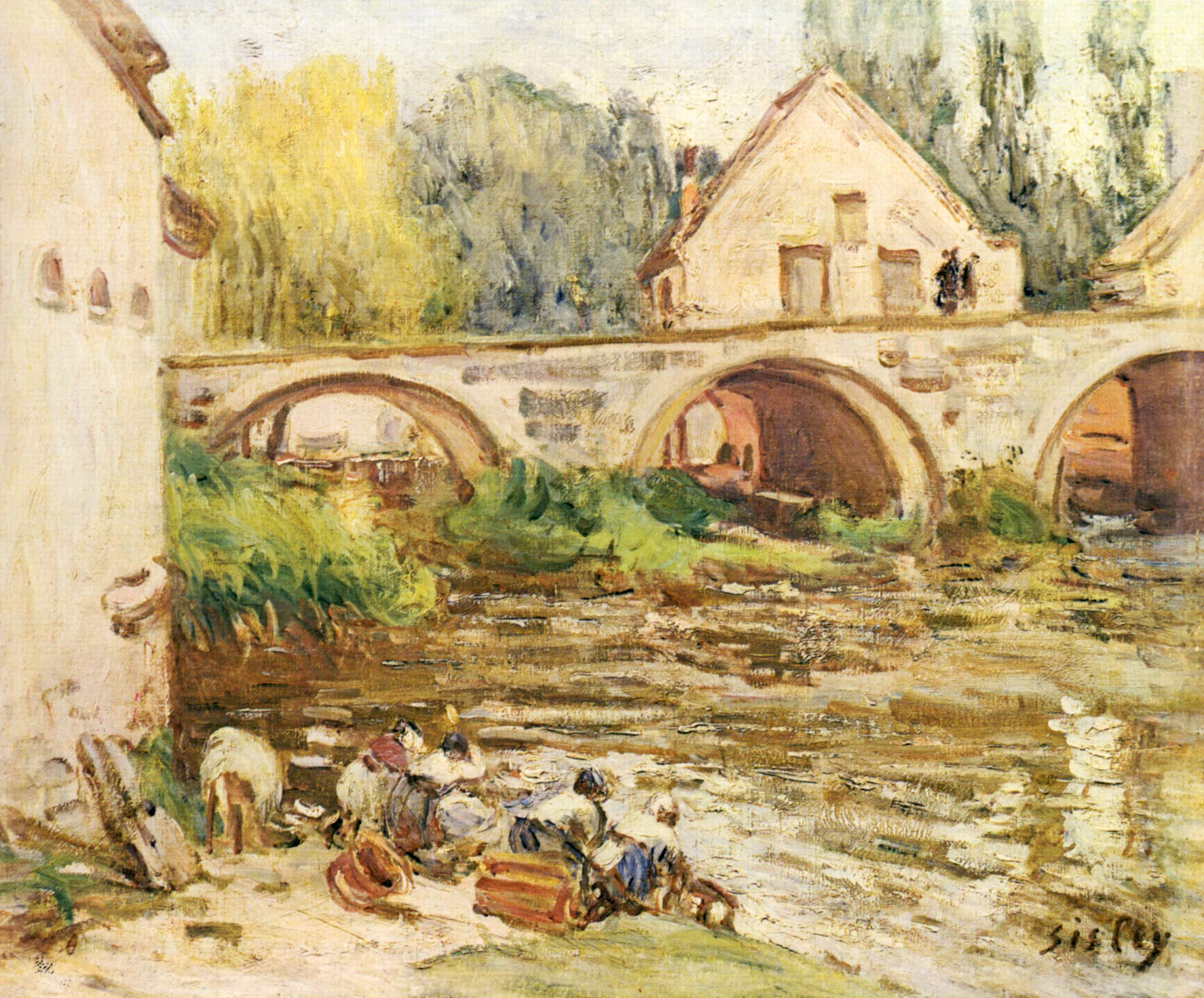 The Washerwomen of Moret - Alfred Sisley