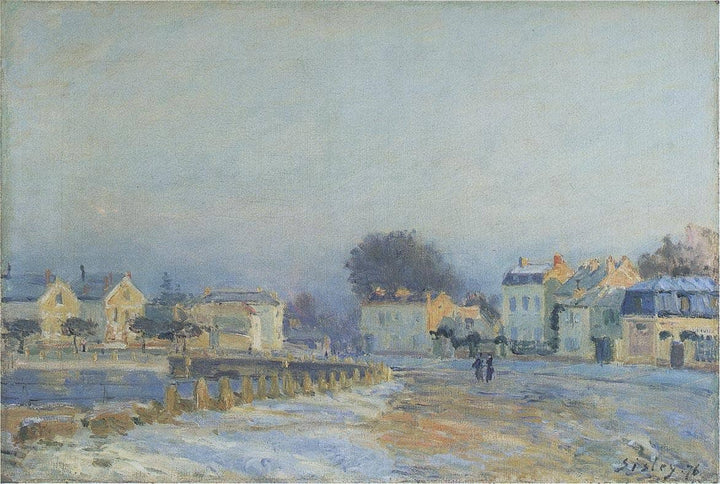 The Watering Place at Marly Le Roi Hoarfrost by Alfred Sisley — hand-painted architectural oil painting reproduction on canvas