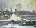 The Watering Place at Marly le Roi in Winter by Alfred Sisley — hand-painted botanical oil painting reproduction on canvas