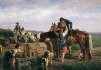 The watering trough by Filippo Palizzi — hand-painted landscape oil painting reproduction on canvas