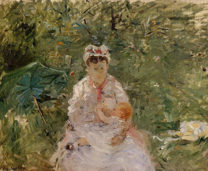 The Wet Nurse Angele Feeding Julie Manet by Berthe Morisot — hand-painted portrait oil painting reproduction on canvas