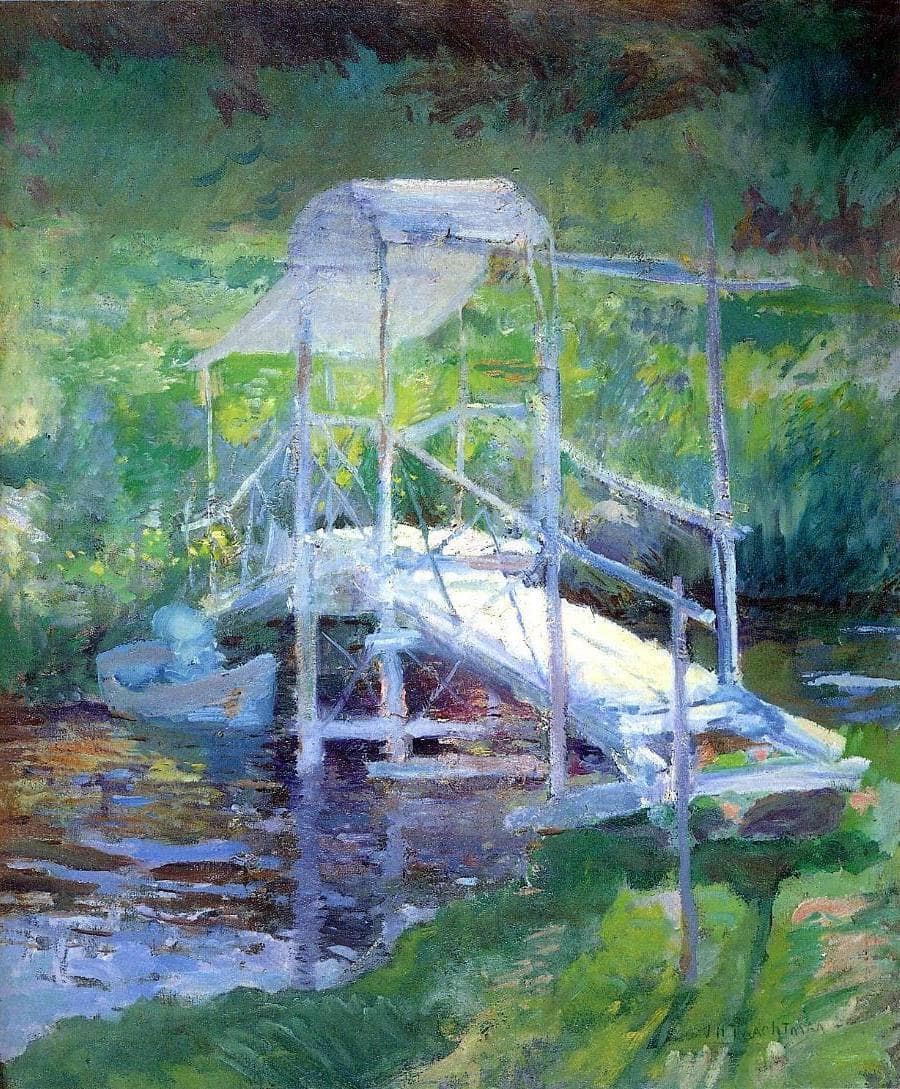 The White Bridge by John Henry Twachtman — hand-painted botanical oil painting reproduction on canvas