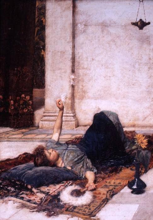 The White Feather Fan by Frederic Leighton — hand-painted portrait oil painting reproduction on canvas